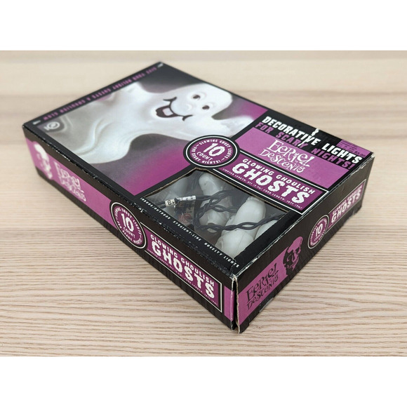 Vtg Eerie Descents Glowing Ghoulish Ghosts Blow Mold Halloween String Light Rare - Picture 15 of 15